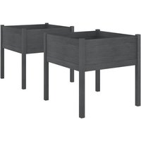 vidaXL Blumentopf Pflanzkübel 2 Stk. Grau 70x70x70 cm Massivholz Kiefer  2 St 