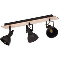 Lindby Strahler Aylis  Industrielles Design  Stahl  Holz  Schwarz  holz hell  3 flammig  E14