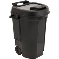 Spetebo Mülleimer Kunststoff Abfallcontainer mit Deckel in schwarz  110 Liter   Mülleimer mit Rollen