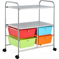 COSTWAY Rollwagen  mit 4 Schubladen & Regalen  Schmal  63 5 x 37 x75cm