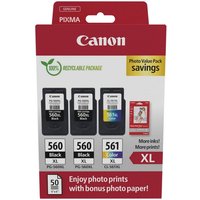 Canon 3 Druckerpatronen Tinte 2x PG 560 XL BK / CL 561 XL tri color Photo Tintenpatrone