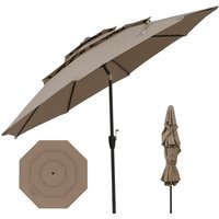 COSTWAY Sonnenschirm  LxB: 300x300 cm  3 stöckiger Gartenschirm  30  knickbar  mit Kurbel