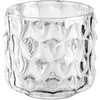 LEONARDO Teelichthalter Tischlicht POESIA  mit großen Rauten  Kerzenhalter  Set  4 St   aus Glas  Höhe ca. 10 cm  Spülmaschinengeeignet