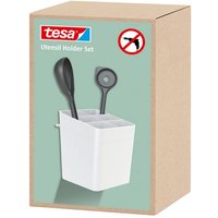 tesa Besteckhalter tesa Küchenzubehör Utensilienhalter   selbstklebende Küchen Halterung   Komplett Set  2 tlg.  Utensilienbehälter  Adapter  tesa Power.Kit Klebelösung  Wasserwaage   Wandhalterung für Küchenutensilien  Montage ohne Bohren