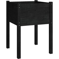 vidaXL Blumentopf Pflanzkübel Schwarz 50x50x70 cm Massivholz Kiefer  1 St 
