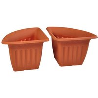 BURI Pflanzkübel Eck Blumentopf 4er Set Terrakotta Pflanztopf Blumenkübel Pflanzkübel P