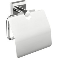 tesa Toilettenpapierhalter 1 x EKKRO WC Papierrollenhalter mit Deckel  Komplett Set  2 St.  inkl. Klebelösung   chrom   silber glänzend   5 3 cm : 14 cm : 12 8 cm
