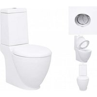 vidaXL Tiefspül WC Keramik Toilette Waagerechter Abgang Weiß