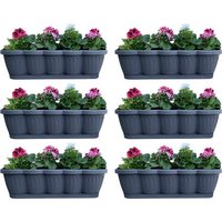 BURI Blumenkasten 6er Set 60cm Blumenkasten Pflanzkasten Anthrazit mit Bewässerung