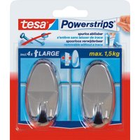 tesa Klebehaken Powerstrips Large Oval System Haken chrom VE 2 Stück