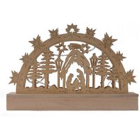 BURI Dekofigur Holz Schwibbogen 5 LEDs Lichterbogen Weihnachtsdeko Fensterdeko Advent