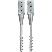 vidaXL H Pfostenanker Erdspieße 2 Stk. Silbern 7 7 56 cm Verzinkter Stahl   2 St 