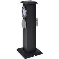 vidaXL Steckdose Gartensteckdose Steckdosenturm Schwarz mit Timer