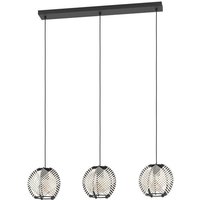 EGLO LED Hängeleuchte Waverton  Leuchtmittel exklusive  Hängeleuchte   L92 x B22 x H110 cm   schwarz   3X40W exkl.