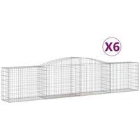 vidaXL Gabionenzaun  Gabionen mit Hochbogen 6 Stk. 400x50x80/100cm Verzinktes Eisen