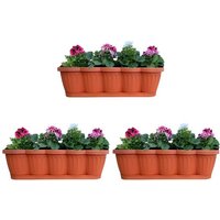 BURI Blumenkasten 3er Set 60cm Blumenkasten Pflanzkasten Terracotta mit Bewässerung
