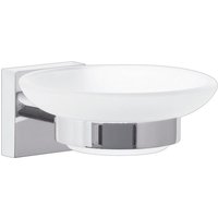 tesa Seifenspender 1x tesa ekkro Seifenschale   Komplett Set  2 tlg   chrom weiß 13 1 cm : 11 cm : 5 1 cm