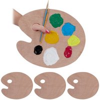 relaxdays Malpalette 4 x Mischpalette aus Holz Größe M
