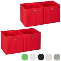 relaxdays Aufbewahrungsbox 4 x Aufbewahrungsbox Stoff rot