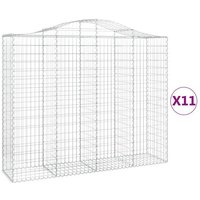 vidaXL Gabionenzaun  Gabionen mit Hochbogen 11Stk. 200x50x160/180cm Verzinktes Eisen