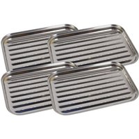 BURI Grillschale 4x Edelstahl Grillschale 35x24cm BBQ Grillzubehör Pfanne Gemüseschale