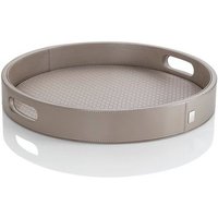 JOOP! Tablett JOOP! Homeline Tablett rund  edles Lederimitat aus stabilem Polyurethan  Metallbadge