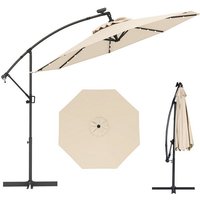 COSTWAY Sonnenschirm  LxB: 300 00x300 00 cm  mit LED  Kurbel  neigbar