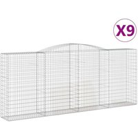 vidaXL Gabionenzaun  Gabionen mit Hochbogen 9 Stk. 400x50x160/180cm Verzinktes Eisen