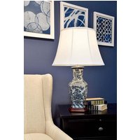 etc shop LED Tischleuchte  Tischleuchte Schreibtischlampe Holzsockel Porzellan Blau H 75 cm