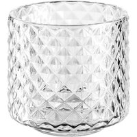 LEONARDO Teelichthalter Tischlicht POESIA  mit kleinen Rauten  Kerzenhalter  Set  4 St   aus Glas  Höhe ca. 10 cm  Spülmaschinengeeignet