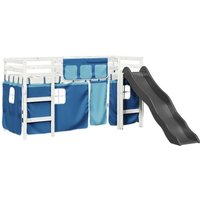 vidaXL Vorhang  Kinderhochbett mit Vorhängen Blau 80x200 cm Massivholz Kiefer