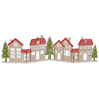 Spetebo Dekoobjekt Deko Holz Häuserzeile klappbar 60 cm   rot / grün  Packung  1 St.  1tlg 