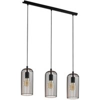 EGLO LED Hängeleuchte Roccamena  Leuchtmittel exklusive  Hängeleuchte   L73 x B13 x H110 cm   schwarz  kupfer   3X60W exkl.