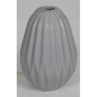BURI Dekovase 12 Stück Keramik Vasen grau elegantes Rillendesign ø8x11cm Dekoration