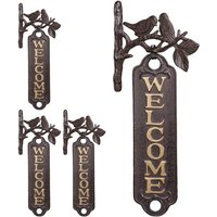relaxdays Wanddekoobjekt 4 x Welcome Schild Vögel