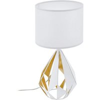 EGLO LED Tischleuchte Carlton 5  Leuchtmittel exklusive  Vintage Tischleuchte  Nachttischleuchte  Weiß  Gold  E27  Schalter