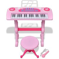 vidaXL Spielzeug Musikinstrument Kinder Keyboard Spielzeug Piano mit Hocker/Mikrofon 37 Tasten Rosa