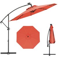 COSTWAY Sonnenschirm  LxB: 300 00x300 00 cm  mit LED  Kurbel  neigbar