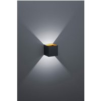 TRIO Leuchten LED Wandleuchte Louis  LED fest integriert  Warmweiß  schwarz mit up and down Beleuchtung  Innenseite goldfarbig