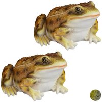 relaxdays Gartenfigur 2 x Gartenfigur Frosch Kunststein gelb