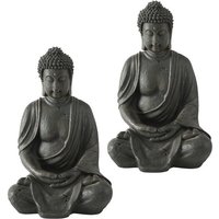 Buddhafigur 2er Set Kunstharz