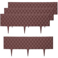 HTI Living Beetumrandung Beetumrandung Nessa Flechtzaun 4 teilig Braun  LxH: 60x22 cm  Set  4 Modulen  Beetbegrenzung Beeteinfassung Rattanoptik