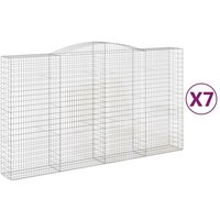 vidaXL Gabionenzaun  Gabionen mit Hochbogen 7 Stk. 400x50x220/240cm Verzinktes Eisen