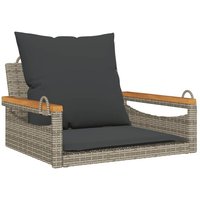 vidaXL Palettenkissen  Hängesessel mit Kissen Grau 63x62x40 cm Poly Rattan