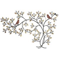 Elegantes Metall Wandrelief Baum mit Vögel