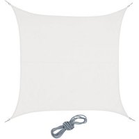 relaxdays Sonnensegel Quadrat Sonnensegel PES cremeweiß  4 x 4 m