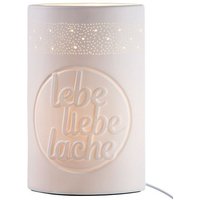 GILDE Dekoobjekt Porzellan Lampe lebe liebe lache   Ein Symbol für Lebensfreude 28.5cm