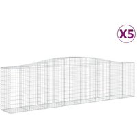 vidaXL Gabionenzaun  Gabionen mit Hochbogen 5 Stk. 400x50x100/120cm Verzinktes Eisen