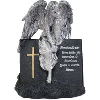 BURI Dekobaum Grab Spruchstein Engel sitzend 28cm Grabschmuck Gedenkstein Grabdeko