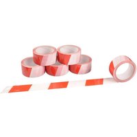 BURI Verlegeband Markierungsband 66m Rot Weiß selbstklebend Bodenmarkierung Signalband